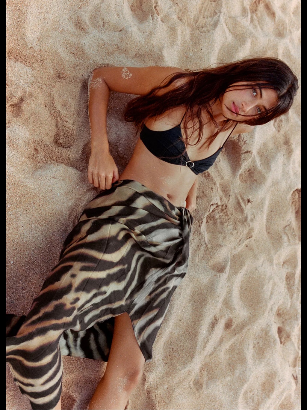 Nwt Zara Knotted Pareo Sarong Swim Coverup Animal Print Skirt Sz S